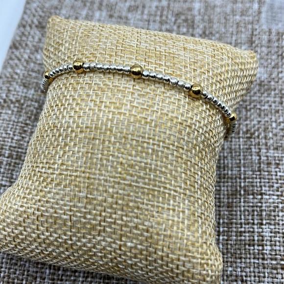 Vintage Stamped Napier Silver and Gold-Tone Beaded Bracelet - Picture 4 of 5